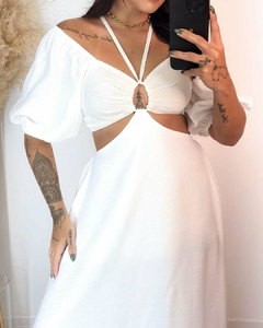 Vestido longo manga bufante branco na internet