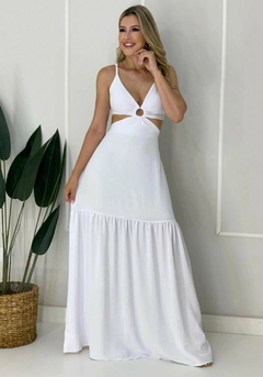 Vestido longo argola cor branco - comprar online