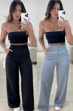 Calça pantalona alfaiataria fency preta