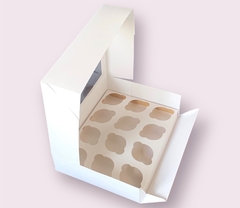Caja cupcake o Shots - Blanca con visor (27x20x7 cm ) en internet