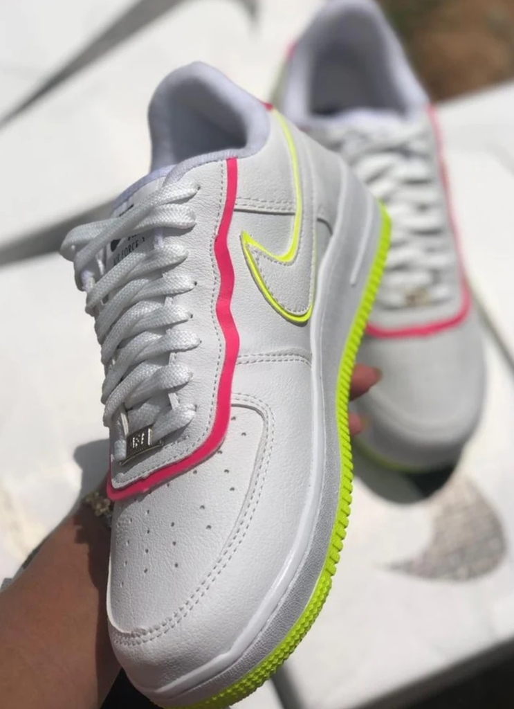 TÊNIS NIKE AIR FORCE SHADOW BRANCO ROSA/LIMÃO