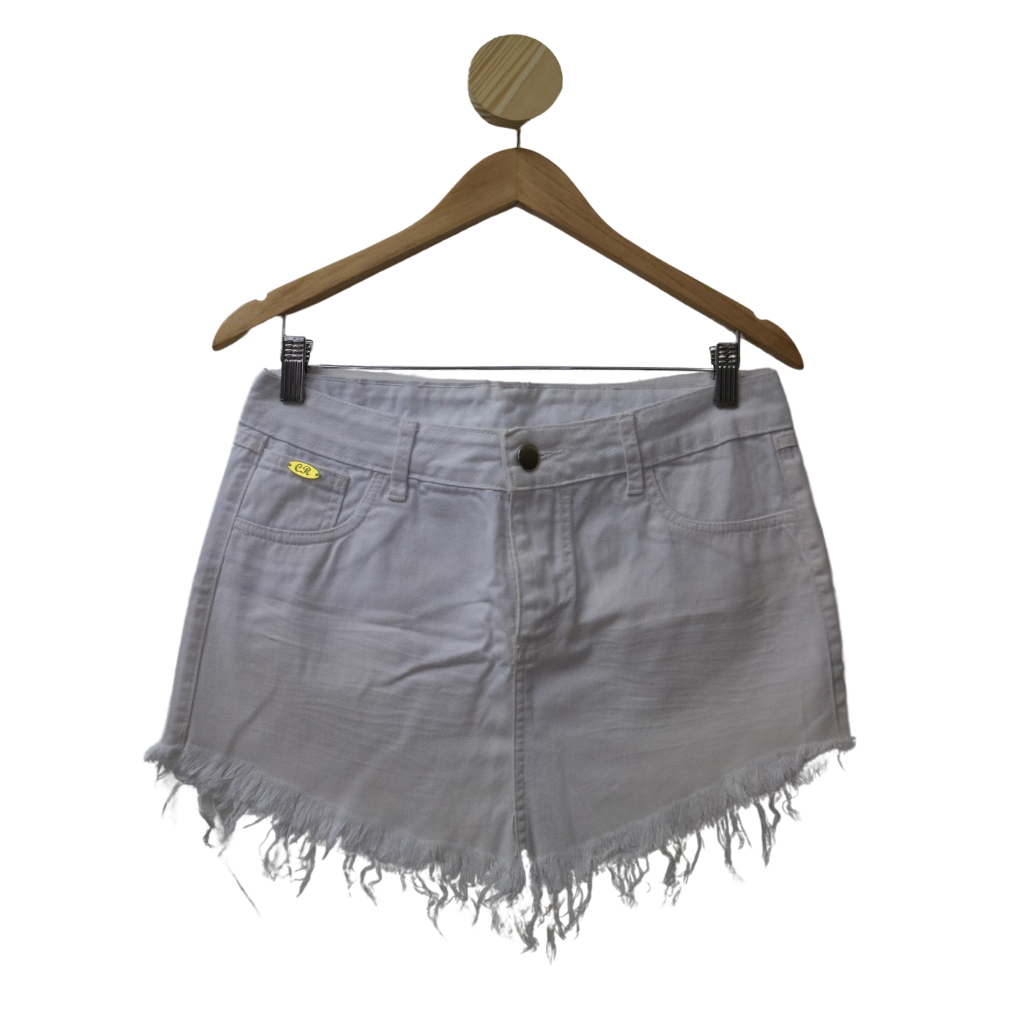 CR - Mini saia jeans colors - Branca - Sagrado Desapego