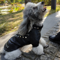 Roupa de couro ecológico para gatos e cães de pequeno porte roqueiros