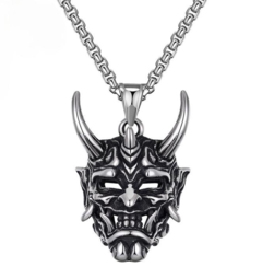 Colar com pingente hannya em liga de metal