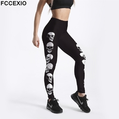 Legging com estampa de caveira, Impressão Digital, poliéster e spandex