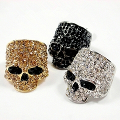 Brincos skull com pedras douradas, pretas ou prateadas