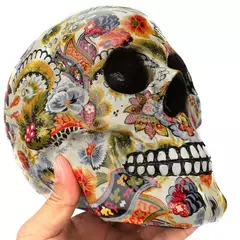 Caveira Florida em Resina - ERMA Skull Moda & Decoração