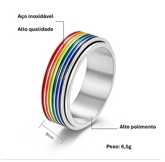 Aliança pride ourgulho gay aço inoxidável 316L de ótima qualidade, não desbota nem descasca.