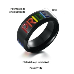 Aliança pride ourgulho gay aço inoxidável 316L de ótima qualidade, não desbota nem descasca.