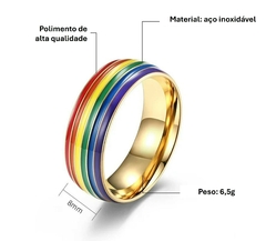 Aliança pride ourgulho gay aço inoxidável 316L de ótima qualidade, não desbota nem descasca.