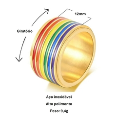 Aliança pride ourgulho gay aço inoxidável 316L de ótima qualidade, não desbota nem descasca.