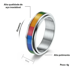 Aliança pride ourgulho gay aço inoxidável 316L de ótima qualidade, não desbota nem descasca.