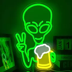 Alienígena neon com led com iluminação flexível