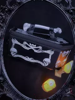 Bolsa de ombro punk gótica preta em couro PU - ERMA Skull Moda & Decoração