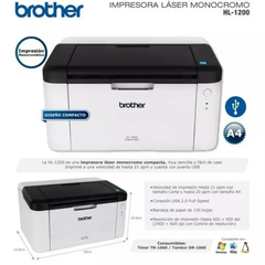 Impresora Laser Brother HL1200 Monocromática - comprar online