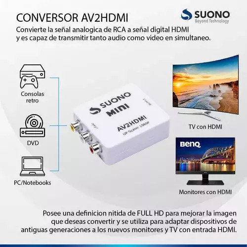 Convertidor de señal RCA a HDMI - Tecnología en Línea