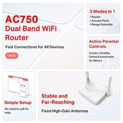 Router Inalámbrico Mercusys MR20 AC750 Dual Band - tienda online