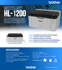 Impresora Laser Brother HL1200 Monocromática - tienda online