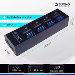 Splitter USB 2.0 Suono 4 Puertos - tienda online