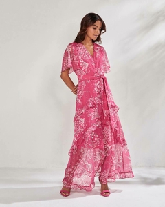 Vestido chiffon estampado pink 140 cm TTN 275211