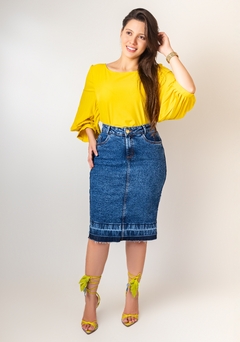 Saia jeans midi Reta 60cm VCH 2409 - comprar online