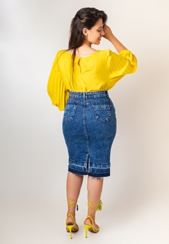 Saia jeans midi Reta 60cm VCH 2409 na internet