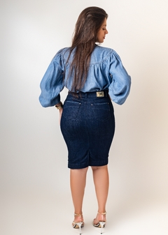 Saia jeans escuro Reta 60cm VCH 2445 na internet