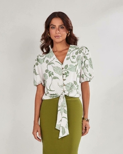 Blusa crepe estampada com amarração TTN 27493