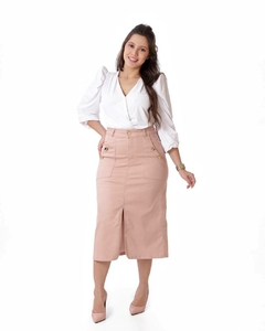 Saia jeans color max midi reta com fenda 80 cm VCH 2478 na internet