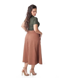 Saia linho max midi botões 75 cm VCH 2470 - Saphira Moda Evangélica