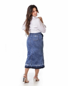 Saia jeans max midi sky fenda frontal 80 cm VCH 2482 - comprar online