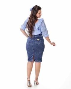 Saia jeans sky detalhe costuras 60 cm VCH 2442 - comprar online