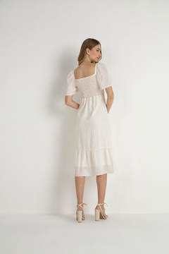 Vestido tecido devorê xadrez off white LAR 810799 - comprar online