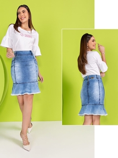 Saia jeans sino 55 cm Saia Mais 1110390 - comprar online