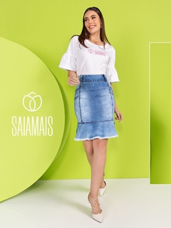 Saia jeans sino 55 cm Saia Mais 1110390