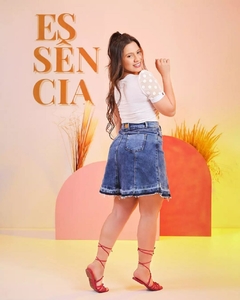 Saia jeans evasê VCH 2240 - Saphira Moda Evangélica