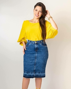 Saia jeans midi Reta 60cm VCH 2409