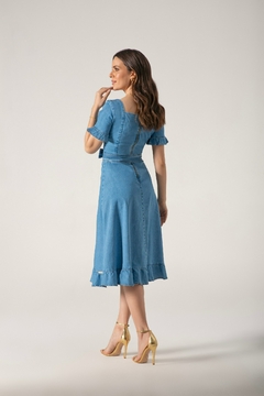 Vestido jeans midi godê 120 cm LAR 810642 - comprar online