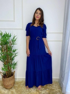 Vestido longo três marias 3/4 com cinto D'Rô 1120328