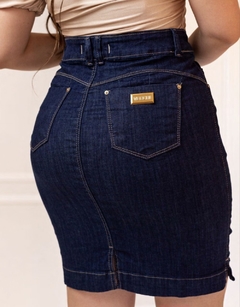 Saia jeans azul pesponto caqui 50 VCH 3015 - comprar online