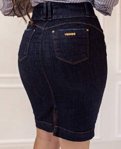 Saia jeans azul escuro puídos 55 cm VCH 3026 - comprar online