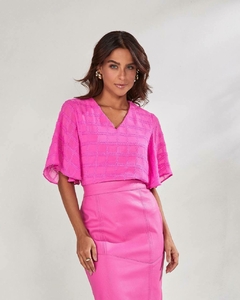 Blusa com tecido texturizado pink TTN 27470