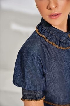 Camisa jeans detalhe de costura TTN 27465 - loja online