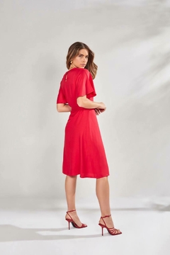 Vestido t-shirtdress com faixa vermelho 105 cm TTN 27461 - comprar online