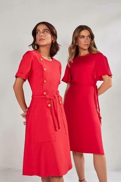 Vestido t-shirtdress com faixa vermelho 105 cm TTN 27461 na internet