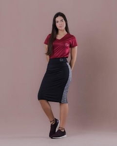 Short saia midi bicolor HNRS 1020021 - Saphira Moda Evangélica