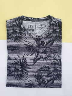 Camisa careca malha estampada folhagens LW 9204 - Saphira Moda Evangélica