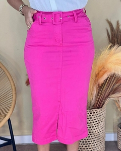 Saia jeans color midi com cinto BELU 1110508 na internet