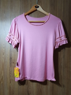 Blusa malha com pérolas nas mangas e decote 1140253 - comprar online