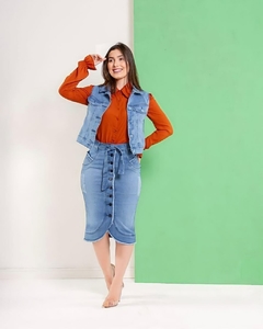 Colete Feminino Jeans Para Usar Com Vestidos Saias Calças